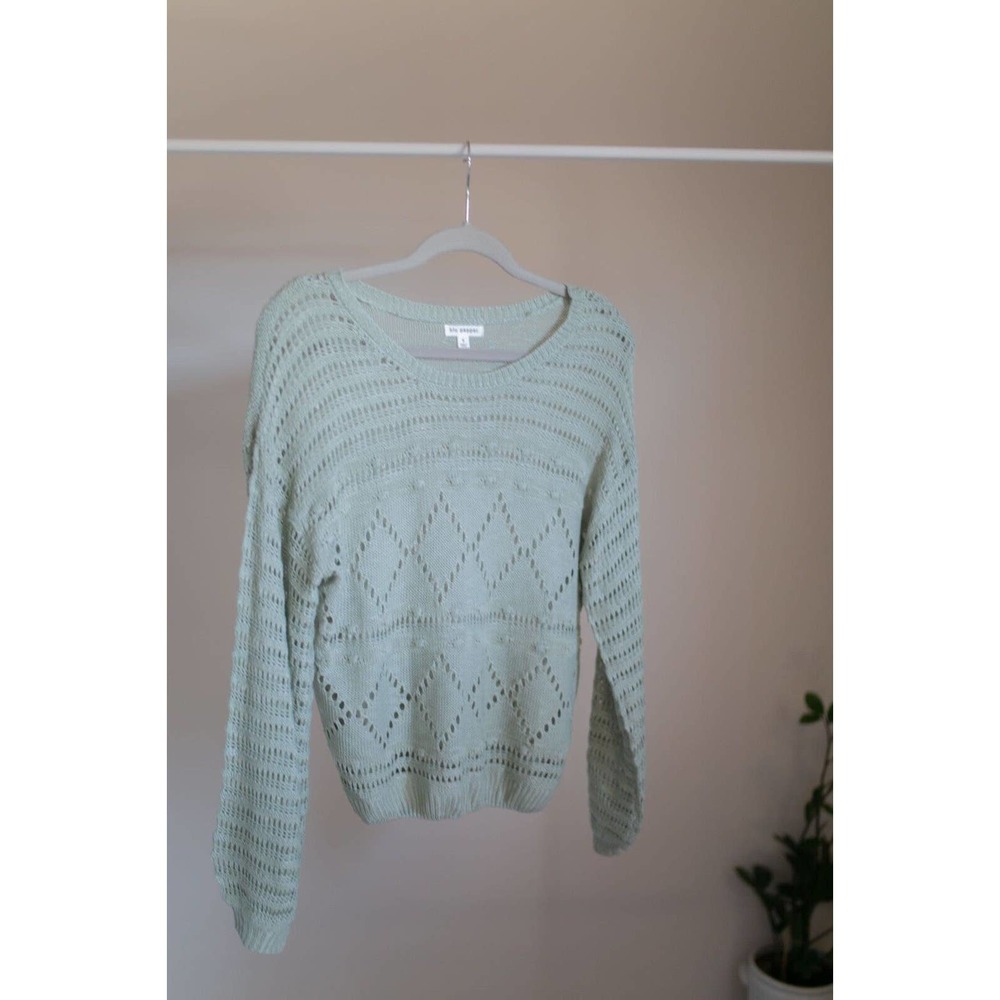 Blu Pepper Crochet Sweater Light Green SZ S